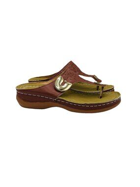 Sandals Womens Size 7.5 Brown Slip On Comfort Thong Open Toe Mules Unbranded